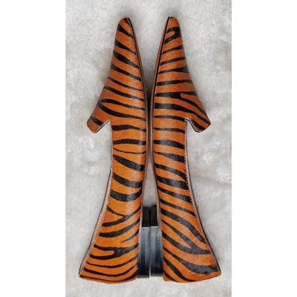 Linea Paolo Calf Hair Tiger Print Pointed Toe Loafer Flats Womens Size 8 NEW