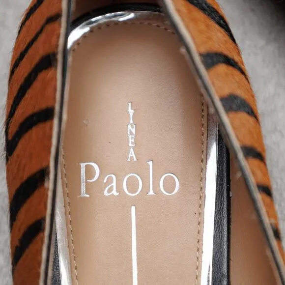 Linea Paolo Calf Hair Tiger Print Pointed Toe Loafer Flats Womens Size 8 NEW