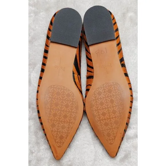 Linea Paolo Calf Hair Tiger Print Pointed Toe Loafer Flats Womens Size 8 NEW