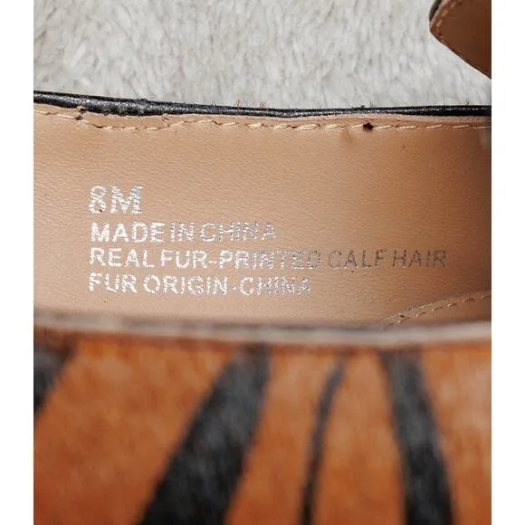 Linea Paolo Calf Hair Tiger Print Pointed Toe Loafer Flats Womens Size 8 NEW