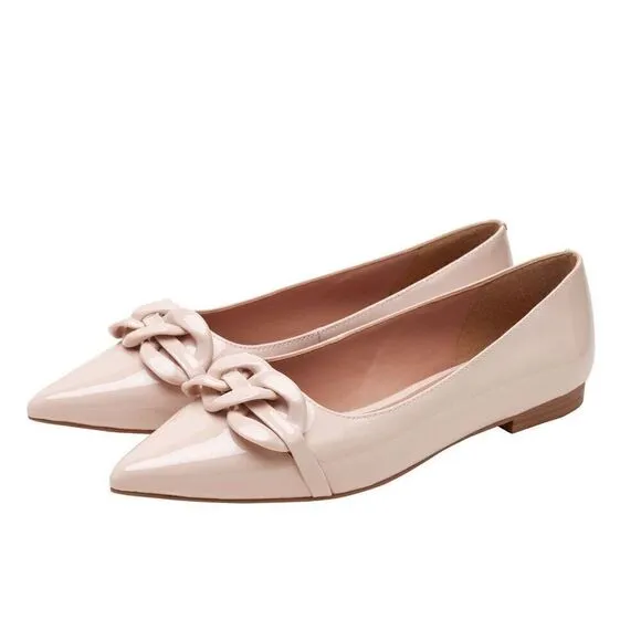 Linea Paola NORA Patent | Pointy Toe Resin Chain Keeper Flats-NWT