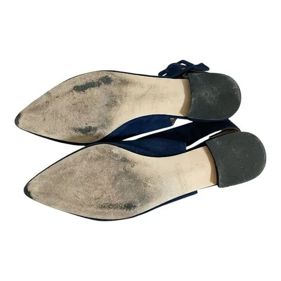 L’intervalle Suede Slingback Flats Navy Blue Quarry Size 37
