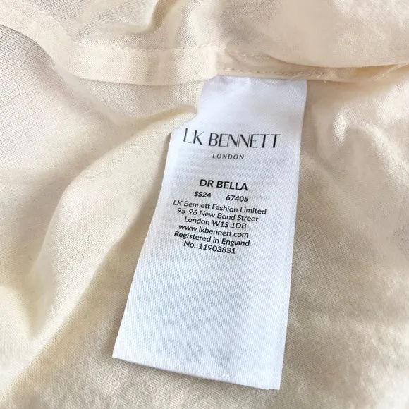 LK Bennett Bella Shell Print Midi Dress in Cream Cotton Size 16