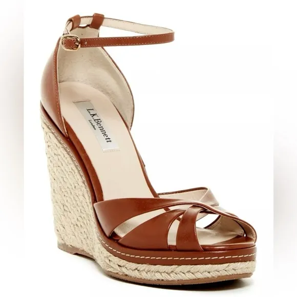 LK Bennett Leather Litya Wedge - Size 38
