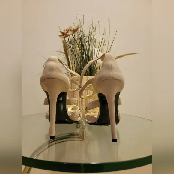 L.K Bennett London Cut Out Rhinestone Open Toe Made in Italy Stiletto He…