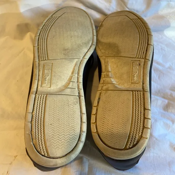 LL Bean Mens Leather Slip On Loafer Boat Shoes, Top siders, Size 12 wide