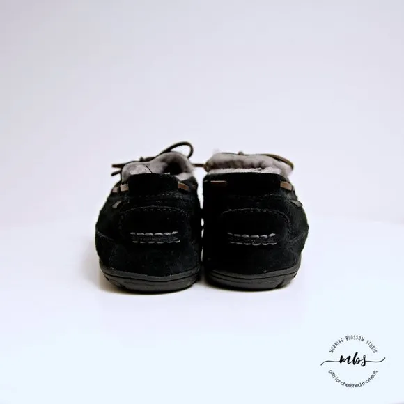 L.L.Bean Fleece Lined Moccasins in Black Men Size 10