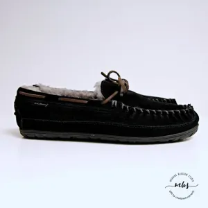 L.L.Bean Fleece Lined Moccasins in Black Men Size 10