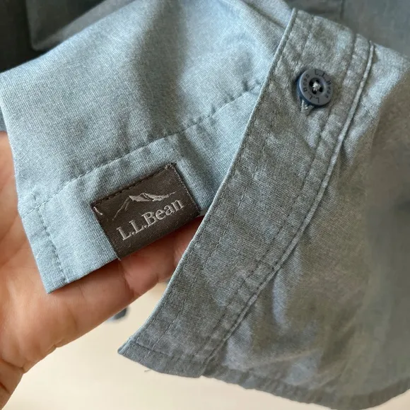 L.L.Bean Performance Stretch UPF 50 Long Sleeve Woven Shirt Pockets Size L