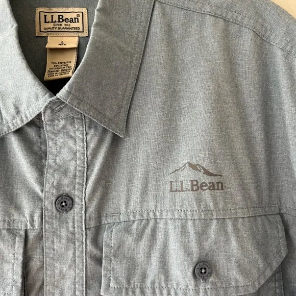 L.L.Bean Performance Stretch UPF 50 Long Sleeve Woven Shirt Pockets Size L