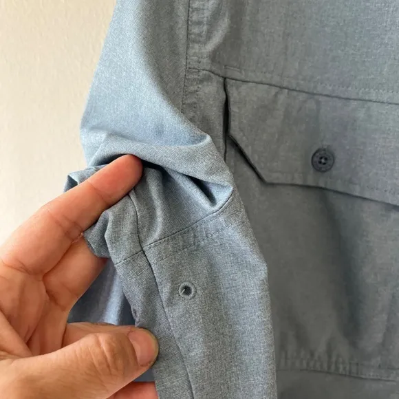 L.L.Bean Performance Stretch UPF 50 Long Sleeve Woven Shirt Pockets Size L