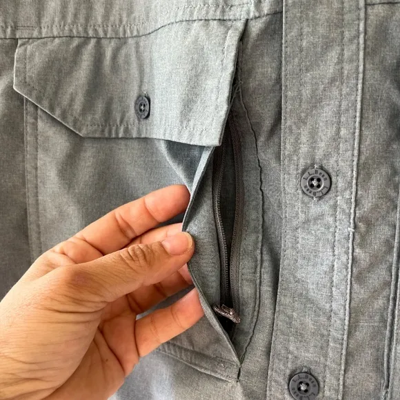 L.L.Bean Performance Stretch UPF 50 Long Sleeve Woven Shirt Pockets Size L