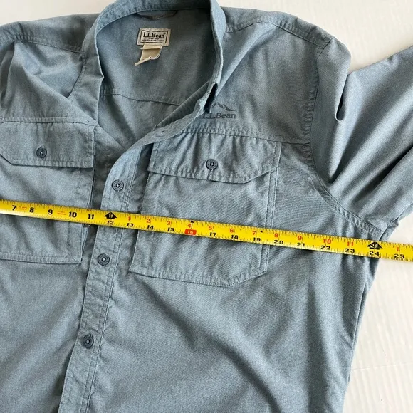 L.L.Bean Performance Stretch UPF 50 Long Sleeve Woven Shirt Pockets Size L