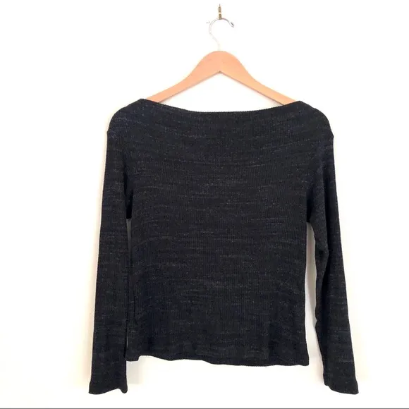 LNA Slub Knit Cutout Long Sleeve Sweater in Grey