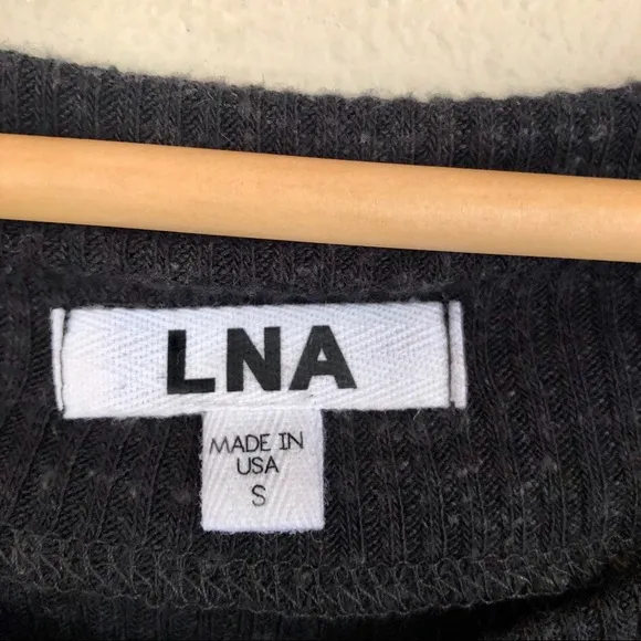 LNA Slub Knit Cutout Long Sleeve Sweater in Grey
