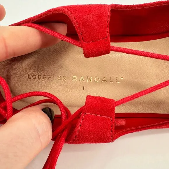 Loeffer Randall Ambra Poppy Red Suede Ballet Pointed Flats Sz 9.5B Minimalist