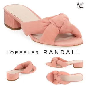 Loeffler Randall Elsie Knotted Slide Sandal Blush Pink Suede Block Heel Mule 6.5