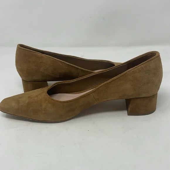 Loeffler Randall Tan Suede Square Toe Low Block Heels Size 8 B