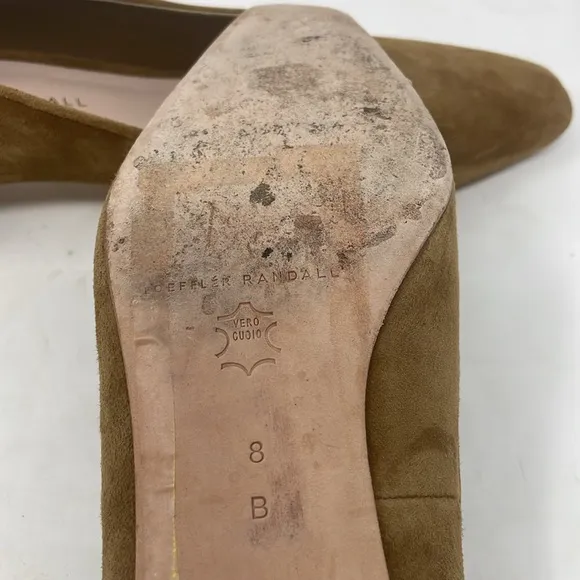 Loeffler Randall Tan Suede Square Toe Low Block Heels Size 8 B