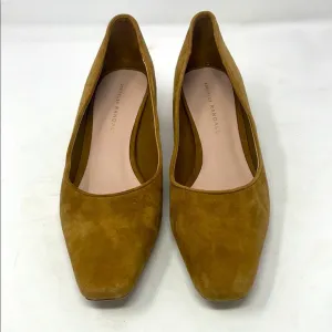 Loeffler Randall Tan Suede Square Toe Low Block Heels Size 8 B