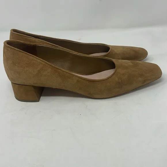 Loeffler Randall Tan Suede Square Toe Low Block Heels Size 8 B