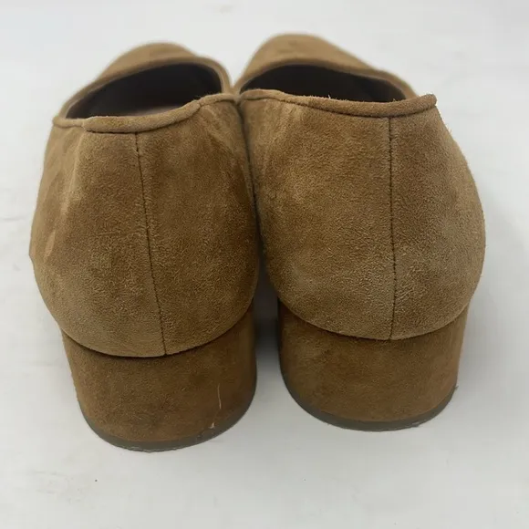 Loeffler Randall Tan Suede Square Toe Low Block Heels Size 8 B