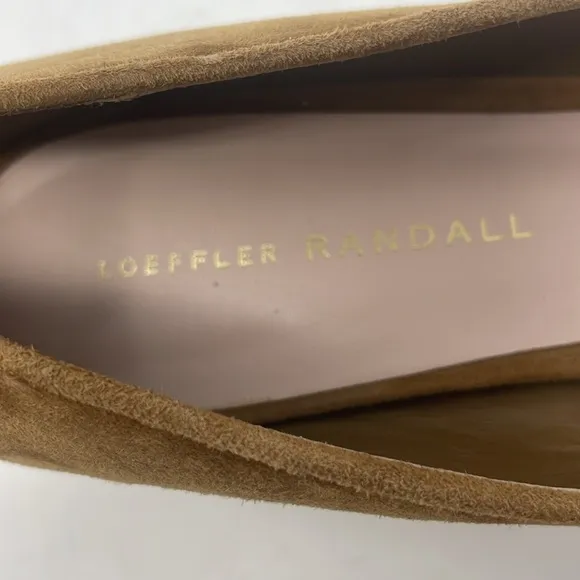 Loeffler Randall Tan Suede Square Toe Low Block Heels Size 8 B