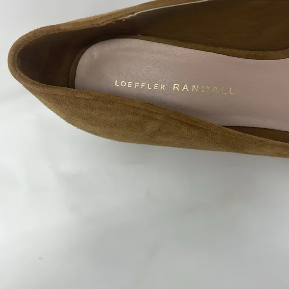 Loeffler Randall Tan Suede Square Toe Low Block Heels Size 8 B