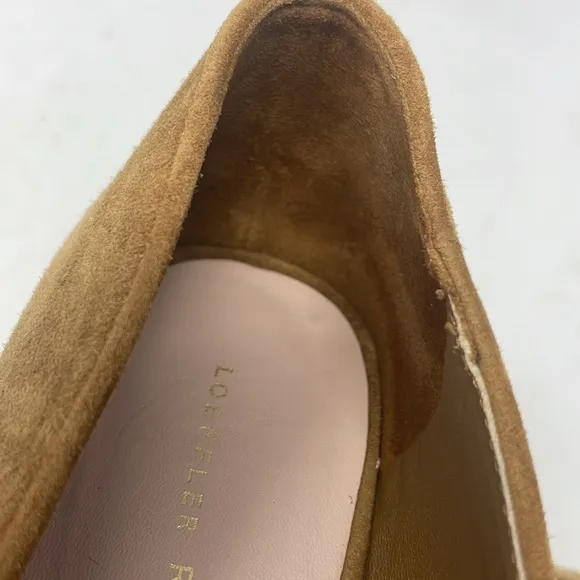 Loeffler Randall Tan Suede Square Toe Low Block Heels Size 8 B