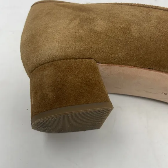 Loeffler Randall Tan Suede Square Toe Low Block Heels Size 8 B