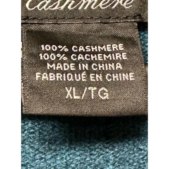 LORD &amp; TAYLOR 100% 2-Ply Cashmere Sweater, Teal, Sz XL