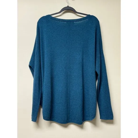 LORD &amp; TAYLOR 100% 2-Ply Cashmere Sweater, Teal, Sz XL