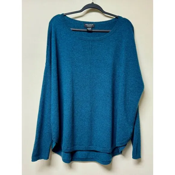 LORD &amp; TAYLOR 100% 2-Ply Cashmere Sweater, Teal, Sz XL