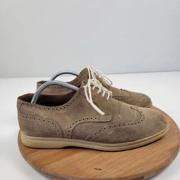 Loro Piana Derby Walk Mens Brown Suede Wingtip Lace Up Shoes Size 8