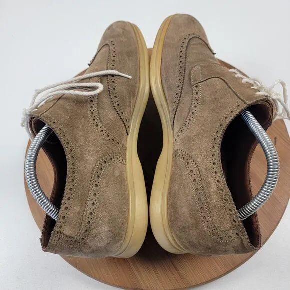 Loro Piana Derby Walk Mens Brown Suede Wingtip Lace Up Shoes Size 8