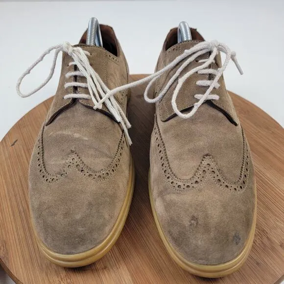 Loro Piana Derby Walk Mens Brown Suede Wingtip Lace Up Shoes Size 8