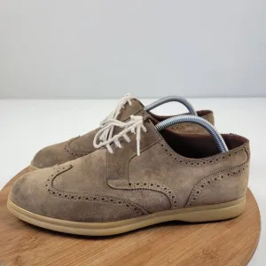 Loro Piana Derby Walk Mens Brown Suede Wingtip Lace Up Shoes Size 8