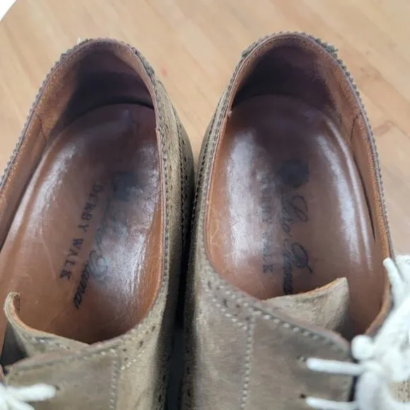 Loro Piana Derby Walk Mens Brown Suede Wingtip Lace Up Shoes Size 8