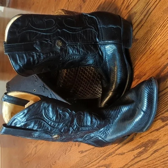 Los Altos black cowboy  Boots black Stingray skin &amp; lizard quality  boots sz 8.5