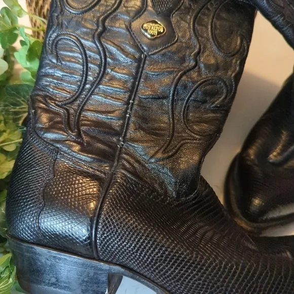 Los Altos black cowboy  Boots black Stingray skin &amp; lizard quality  boots sz 8.5
