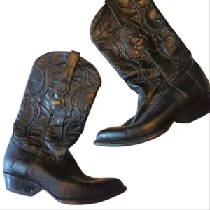 Los Altos black cowboy  Boots black Stingray skin &amp; lizard quality  boots sz 8.5