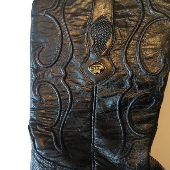 Los Altos black cowboy  Boots black Stingray skin &amp; lizard quality  boots sz 8.5