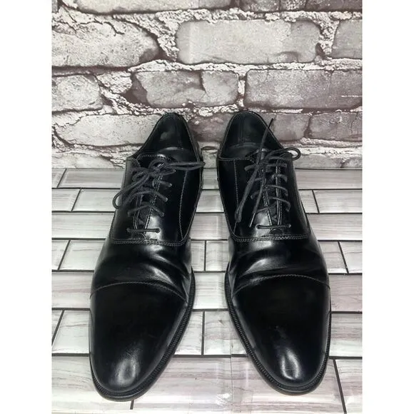 Lottusse 1877 Black Leather Derby Cap Toe Lace Dress Shoes Men Sz 7.5M US/41EU