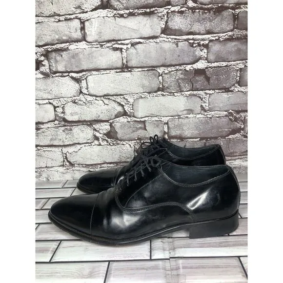 Lottusse 1877 Black Leather Derby Cap Toe Lace Dress Shoes Men Sz 7.5M US/41EU