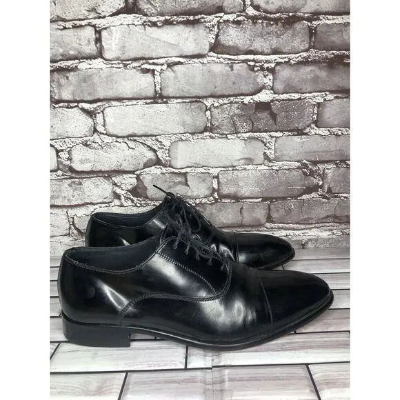 Lottusse 1877 Black Leather Derby Cap Toe Lace Dress Shoes Men Sz 7.5M US/41EU