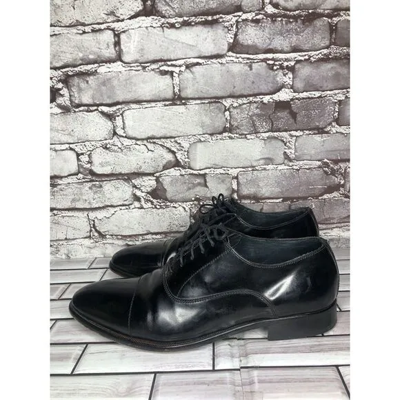 Lottusse 1877 Black Leather Derby Cap Toe Lace Dress Shoes Men Sz 7.5M US/41EU