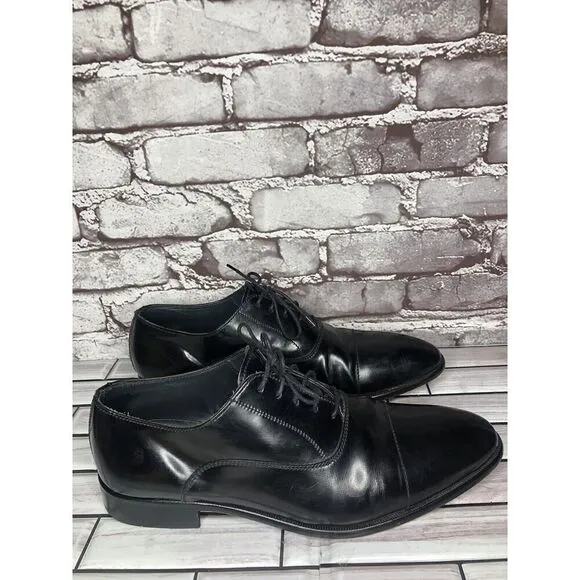 Lottusse 1877 Black Leather Derby Cap Toe Lace Dress Shoes Men Sz 7.5M US/41EU