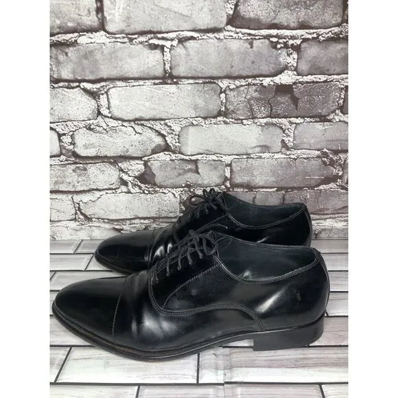Lottusse 1877 Black Leather Derby Cap Toe Lace Dress Shoes Men Sz 7.5M US/41EU