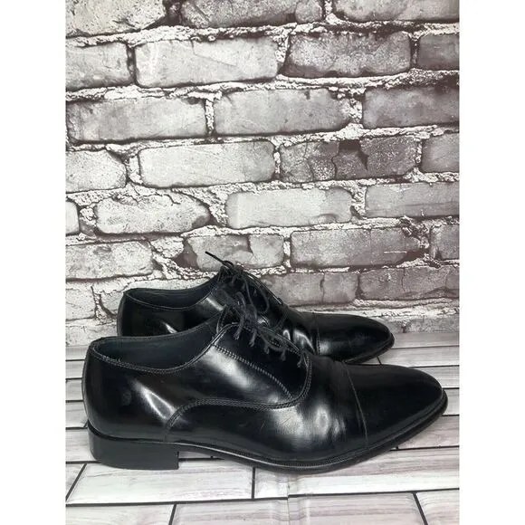 Lottusse 1877 Black Leather Derby Cap Toe Lace Dress Shoes Men Sz 7.5M US/41EU