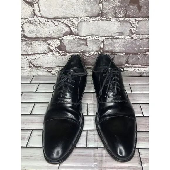 Lottusse 1877 Black Leather Derby Cap Toe Lace Dress Shoes Men Sz 7.5M US/41EU